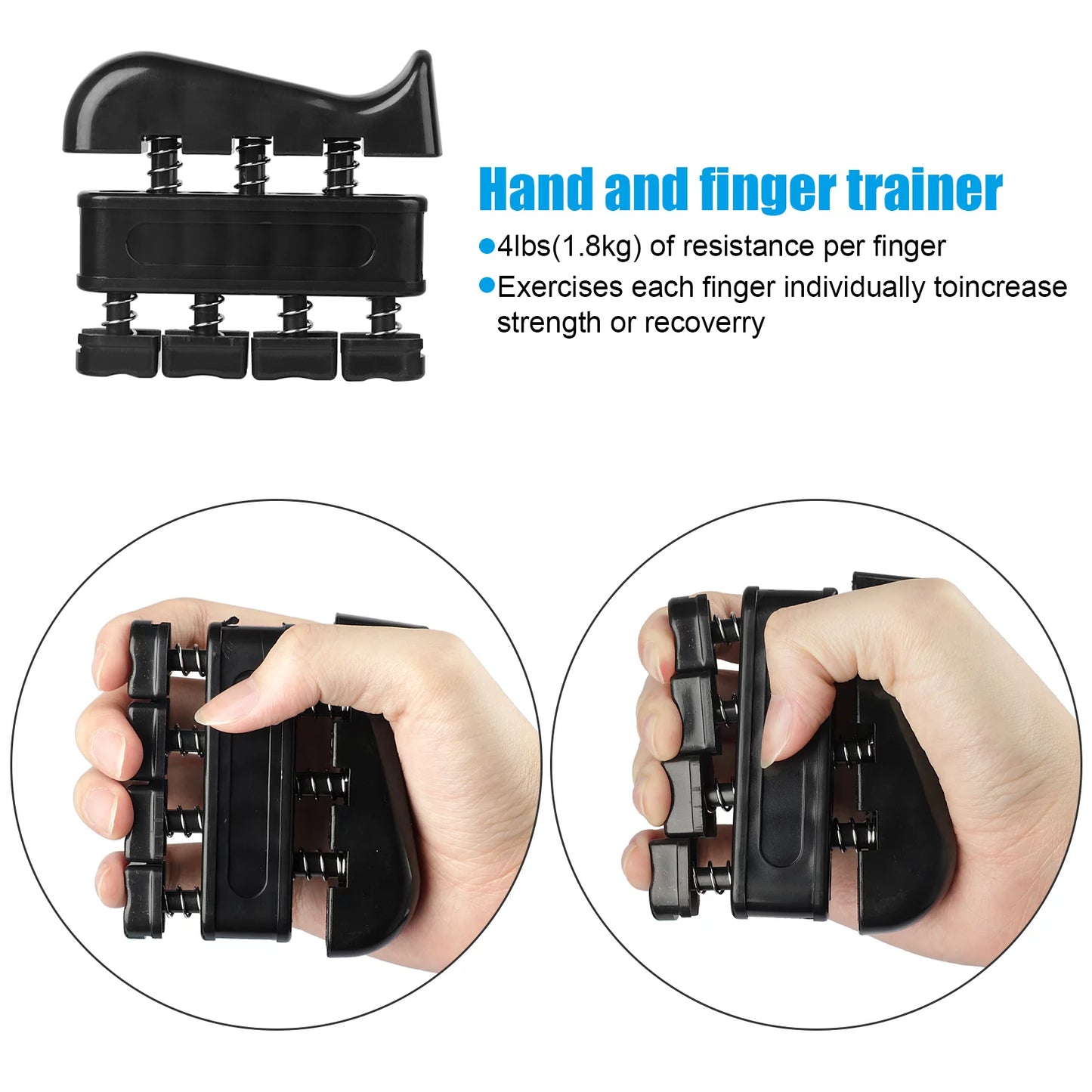 5Pcs Hand Grip Strengthener Forearm Workout Kit, Grip Strength Trainer, Adjustable Resistance 22 to 132Lbs Hand Gripper, Finger Exerciser, Finger Stretcher, Grip Loop, Stress Relief Grip Ball