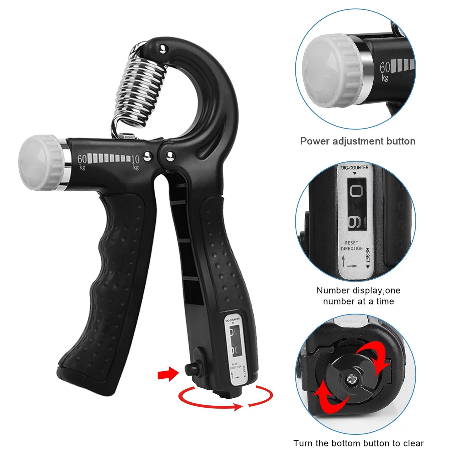 5Pcs Hand Grip Strengthener Forearm Workout Kit, Grip Strength Trainer, Adjustable Resistance 22 to 132Lbs Hand Gripper, Finger Exerciser, Finger Stretcher, Grip Loop, Stress Relief Grip Ball