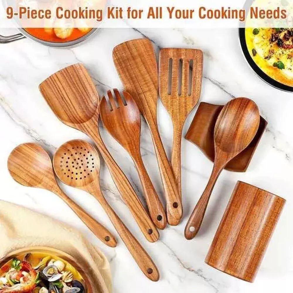 9-Piece Wooden Utensil Set