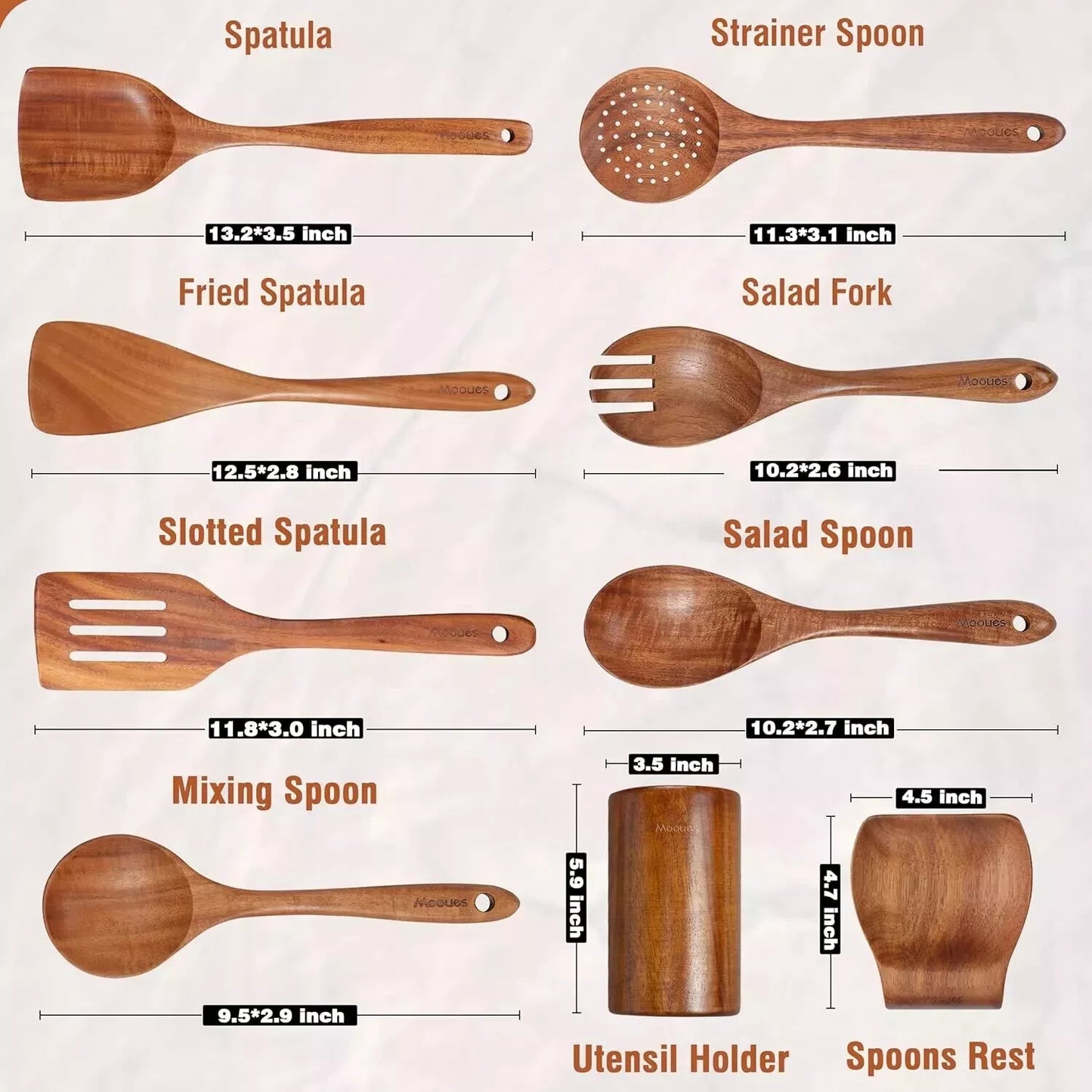 9-Piece Wooden Utensil Set