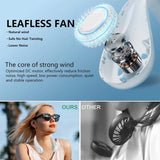 Portable Neck Fans, Hands Free Bladeless Fan, Neck Fan Rechargeable 4000 Mah Battery Operated Wearable Personal Fan, 3 Speeds-White